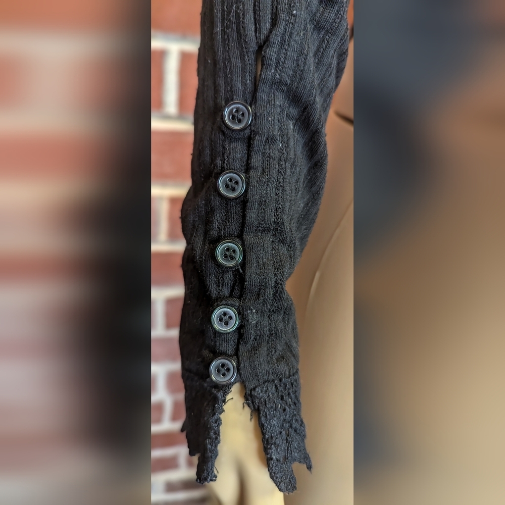 Free People Knit Long Sleeve Button Accent Sleeve Small - Picture 3 of 4